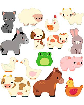 Djeco Creative Kit with Repositionable Stickers - Farm Animals - 18m+ Stickers & Stamps Sets