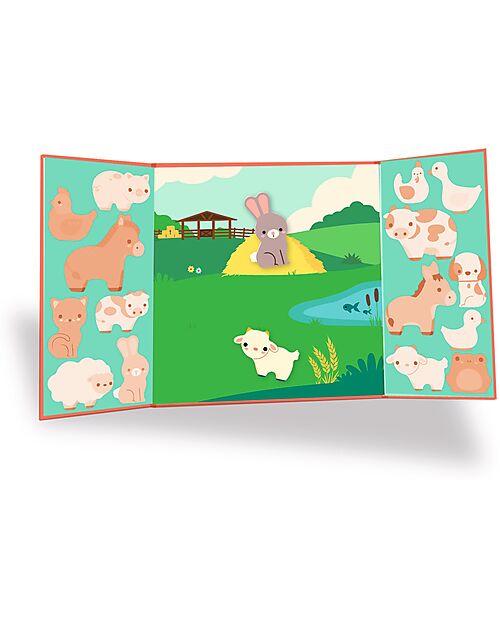 Djeco Creative Kit with Repositionable Stickers - Farm Animals - 18m+ Stickers & Stamps Sets