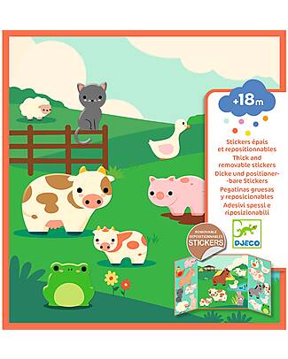 Djeco Creative Kit with Repositionable Stickers - Farm Animals - 18m+ Stickers & Stamps Sets