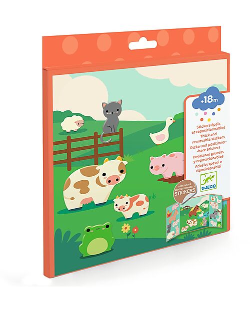 Djeco Creative Kit with Repositionable Stickers - Farm Animals - 18m+ Stickers & Stamps Sets