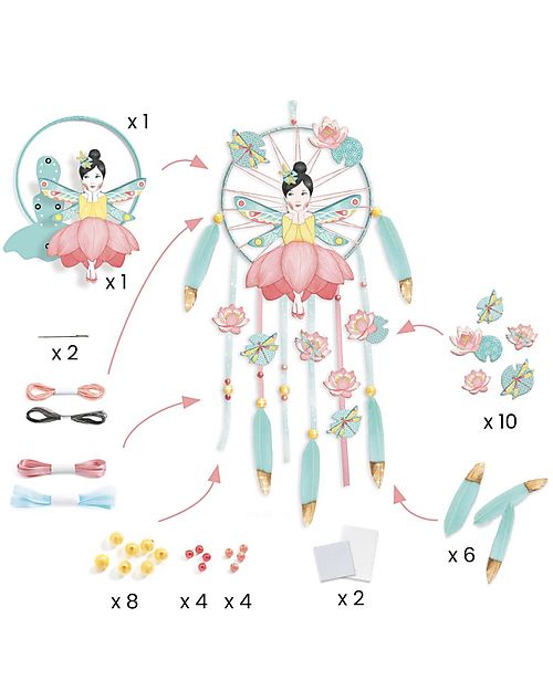 Djeco Creative Lotus Fairy Dreamcatcher Kit - FSC Certified Paper Art & Craft Kits