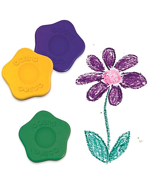 Djeco Creative Set 12 Crayons - Flower - Ergonomic Shape Draw And Color
