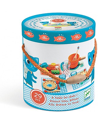 Djeco Dinner Time Set - Kittens Wooden Food