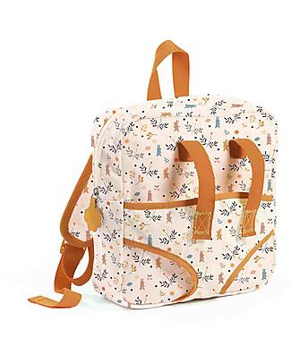 Djeco Doll Backpack Carrier - 23x22x6,5cm - Adjustable Straps and Inside Storage Pocket Dolls Accessories