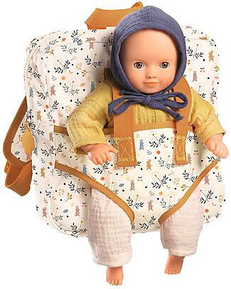 Djeco Doll Backpack Carrier - 23x22x6,5cm - Adjustable Straps and Inside Storage Pocket Dolls Accessories