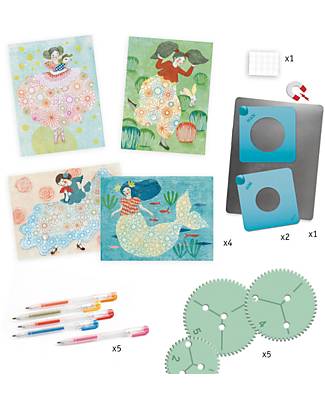 Djeco Drawing and Coloring Set - Patterns - with Spirograph - 7+ Draw And Color