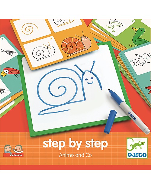 Djeco Educational Game Eduludo Step By Step Animals & co Draw And Color