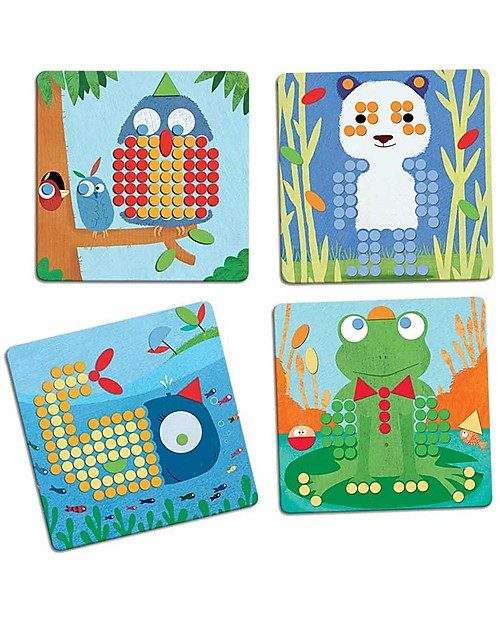 Djeco Educational Game, Mosaico Rigolo - 8 Shapes Puzzles