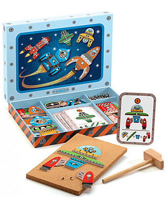 Djeco Educational Game, Tap Tap Space - Wood and Cork Pretend Play
