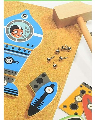 Djeco Educational Game, Tap Tap Space - Wood and Cork Pretend Play