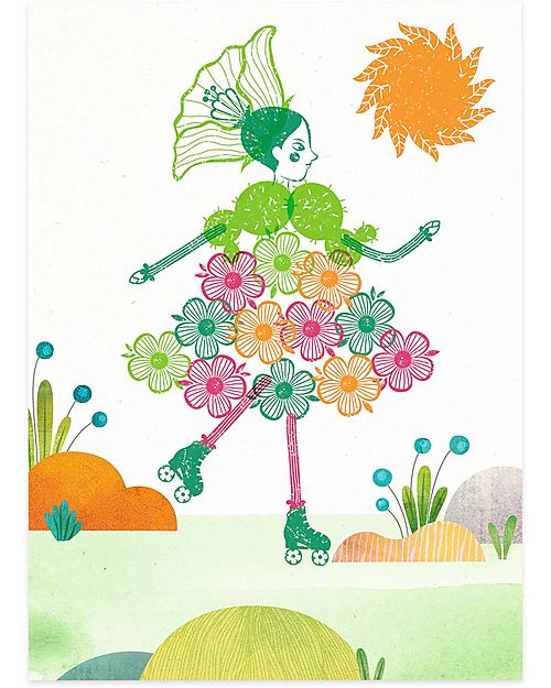 Djeco Flowers Girls Stamp Set - 14 Images and 4 Colors Stickers & Stamps Sets