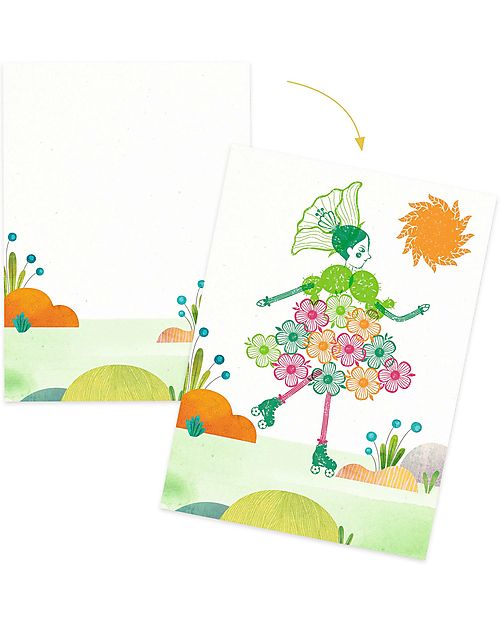 Djeco Flowers Girls Stamp Set - 14 Images and 4 Colors Stickers & Stamps Sets