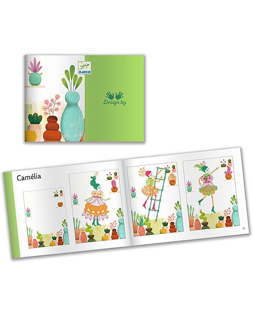 Djeco Flowers Girls Stamp Set - 14 Images and 4 Colors Stickers & Stamps Sets