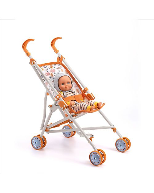Djeco Forest Stroller for Pomea Doll - 54cm - Umbrella Closure Toy Prams