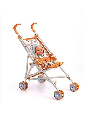 Djeco Forest Stroller for Pomea Doll - 54cm - Umbrella Closure Toy Prams