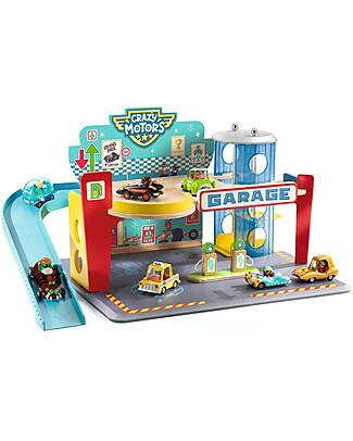 Djeco Garage - Perfect for Playing with Crazy Motors Toy Cars - Wooden Wooden Toy Cars, Trains & Trucks