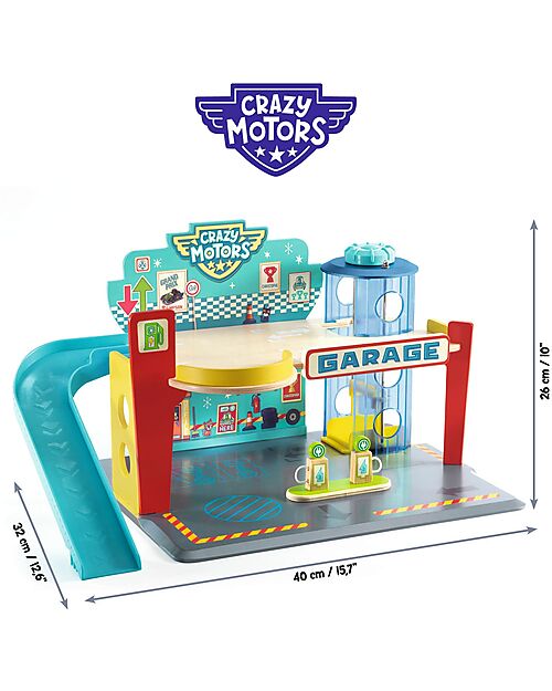 Djeco Garage - Perfect for Playing with Crazy Motors Toy Cars - Wooden Wooden Toy Cars, Trains & Trucks