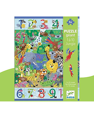 Djeco Giant Puzzle: 1 to 10 Jungle - 54 pieces Puzzles