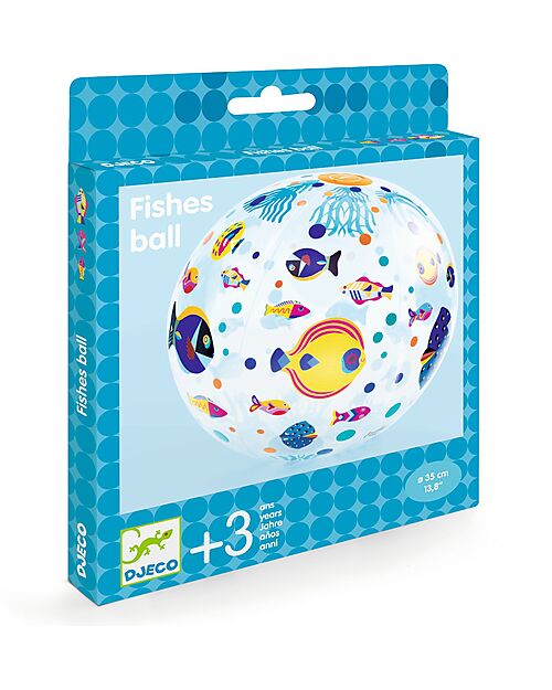 Djeco Inflatable Ball - with Fish - Diameter 35 cm - Perfect for the Beach Beach Toys