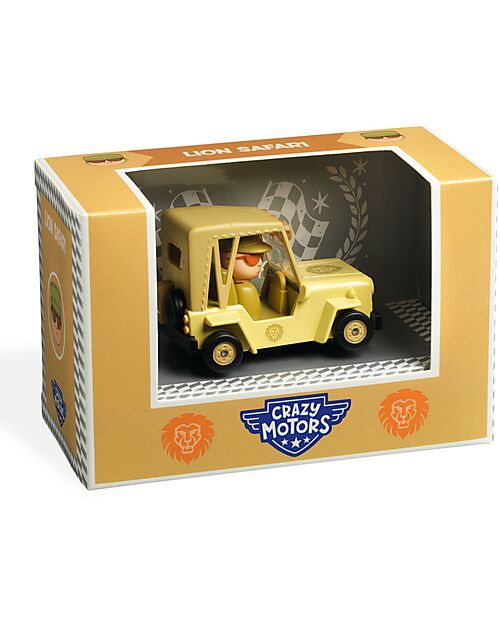 Djeco Jeep 4x4 Lion Safari - Crazy Motors - in Metal Wooden Toy Cars, Trains & Trucks