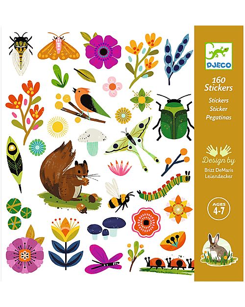 Djeco Kit of 160 Stickers - Garden Theme - from 4 to 7 years Stickers & Stamps Sets