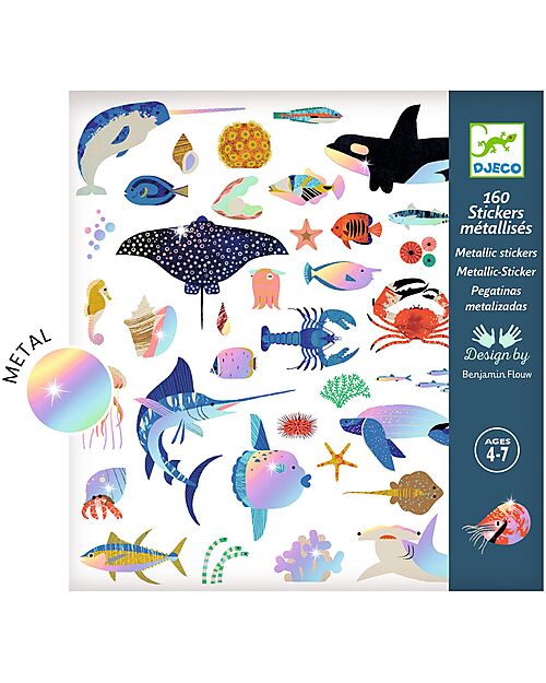 Djeco Kit of 160 Stickers - Ocean Theme - from 4 to 7 years Stickers & Stamps Sets