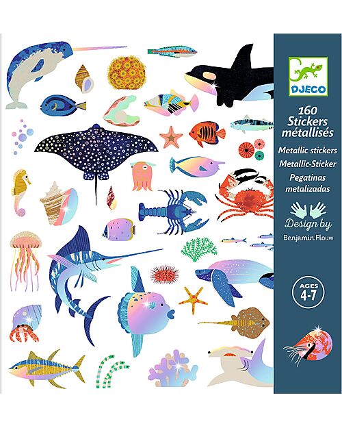 Djeco Kit of 160 Stickers - Ocean Theme - from 4 to 7 years Stickers & Stamps Sets