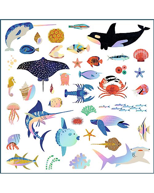 Djeco Kit of 160 Stickers - Ocean Theme - from 4 to 7 years Stickers & Stamps Sets