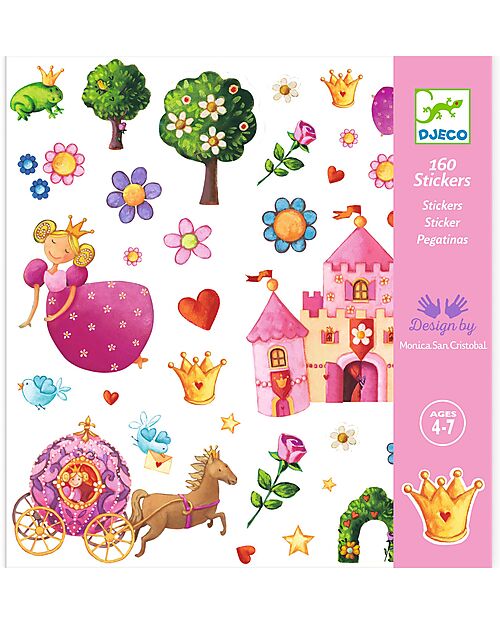 Djeco Kit of 160 Stickers - Princess Margherita theme - from 4 to 7 years Stickers & Stamps Sets