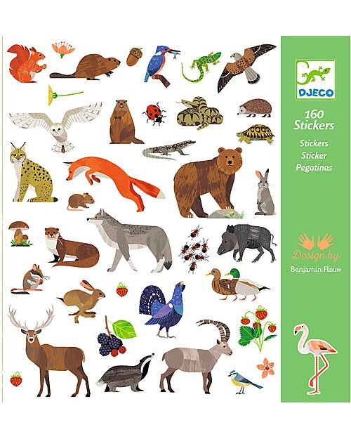 Djeco Kit of 160 Stickers - Theme Fauna - from 4 to 7 years Stickers & Stamps Sets