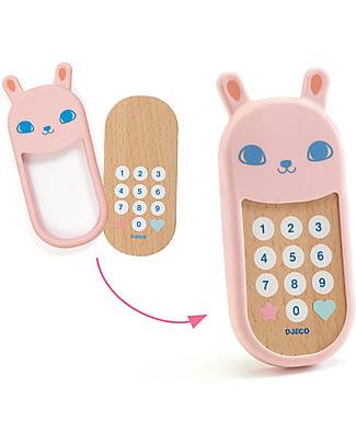 Djeco Kitty Handbag with Phone, Keys, and Watch - From 18 Months Makeup Bags and Pouches