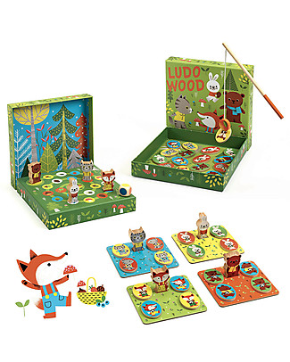 Djeco Ludo Game - Includes Memory + Fishing + Lotto + Roll-and-Move Board Games