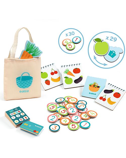 Djeco Léa & Milo Little Market - Certified Wood - Ages 4 Pretend Play