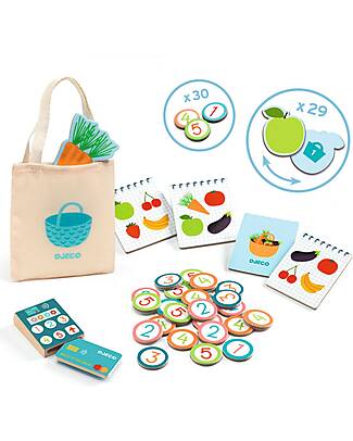 Djeco Léa & Milo Little Market - Certified Wood - Ages 4 Pretend Play