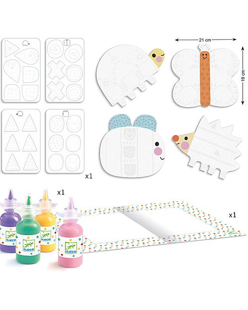 Djeco Magic Finger Painting Set – Small Shapes – Certified Paper and Cardboard – 18+ Months Creative Toys