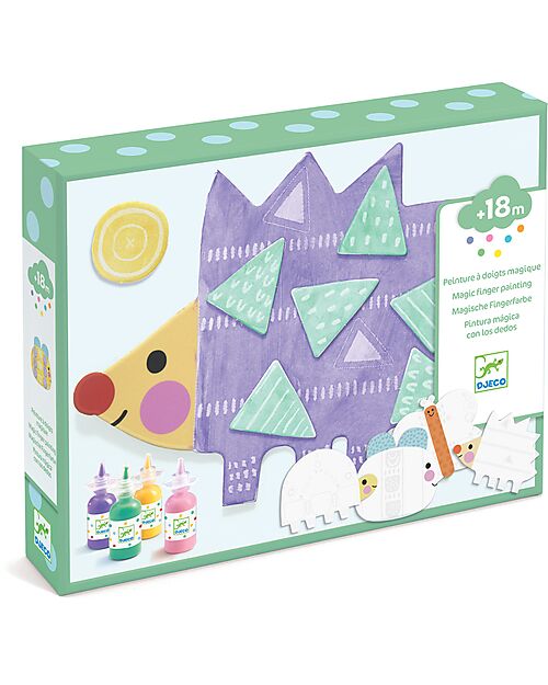 Djeco Magic Finger Painting Set – Small Shapes – Certified Paper and Cardboard – 18+ Months Draw And Color