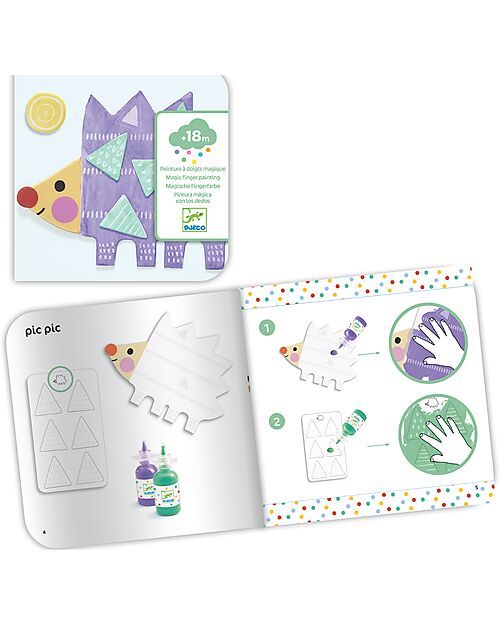 Djeco Magic Finger Painting Set – Small Shapes – Certified Paper and Cardboard – 18+ Months Draw And Color