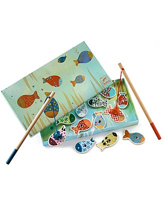 Djeco Magnetic Fishing Game, Fishes - Wood Wooden Stacking Toys