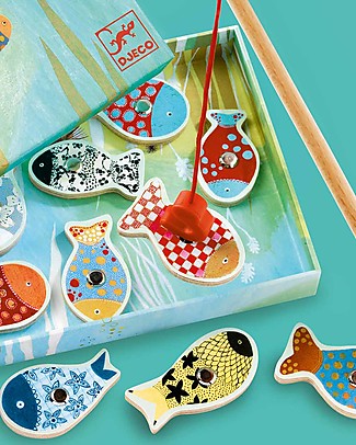 Djeco Magnetic Fishing Game, Fishes - Wood Wooden Stacking Toys