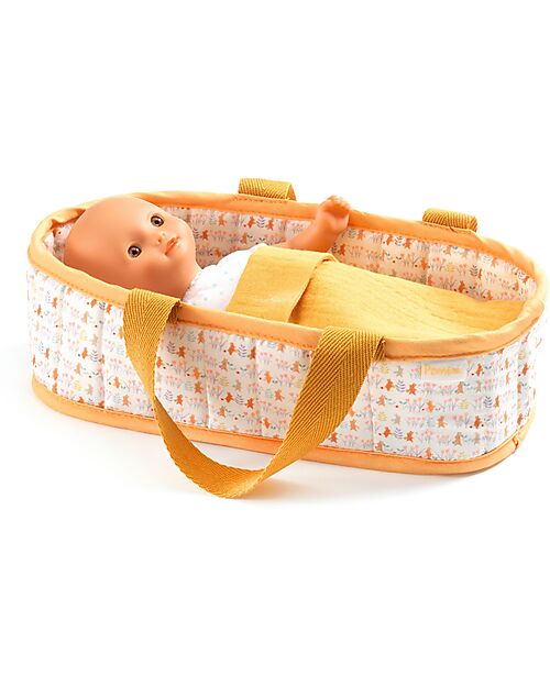 Djeco Mini Doll Sasha and Cradle - Pomea Collection - 20 cm Dolls