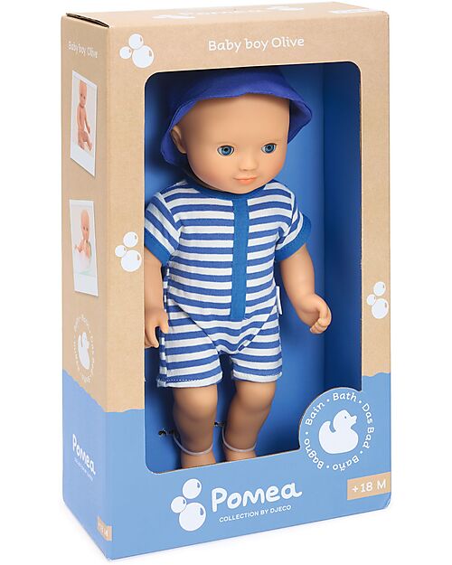 Djeco Olive Doll - 32cm - Natural Vinyl - You can Use in the Water! Dolls