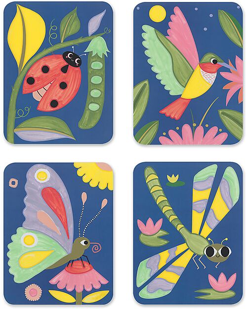 Djeco Painting Palette - Creepy Crawlies - Certified Paper and Cardboard - Ages 3–6 Draw And Color
