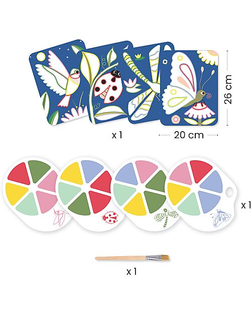 Djeco Painting Palette - Creepy Crawlies - Certified Paper and Cardboard - Ages 3–6 Draw And Color