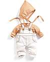 Djeco Pair of Dungarees, Top and Bonnet for Pomea Doll - Cannelle - Easy to Wear Dolls Accessories