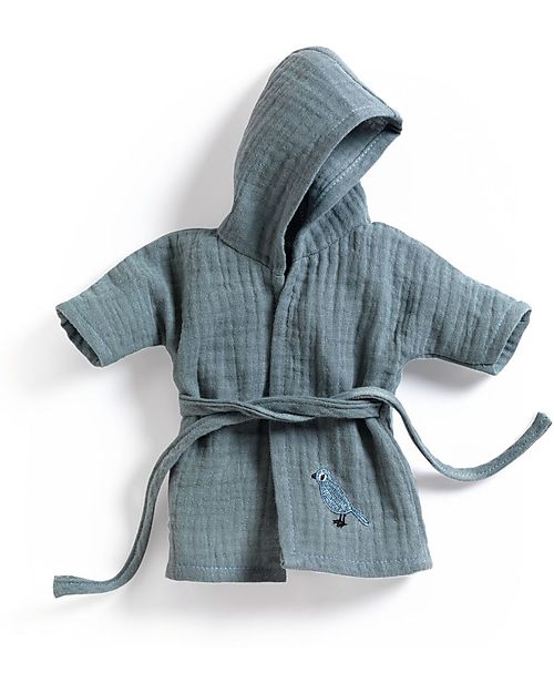 Djeco Pomea Doll Bathrobe - Aqua Green - in Double Cotton Gauze Dolls Accessories