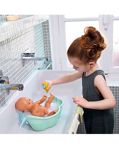 Djeco Pomea Doll Bathtub - Aqua Green - 36x14x23cm - Works without Batteries! Dolls Accessories