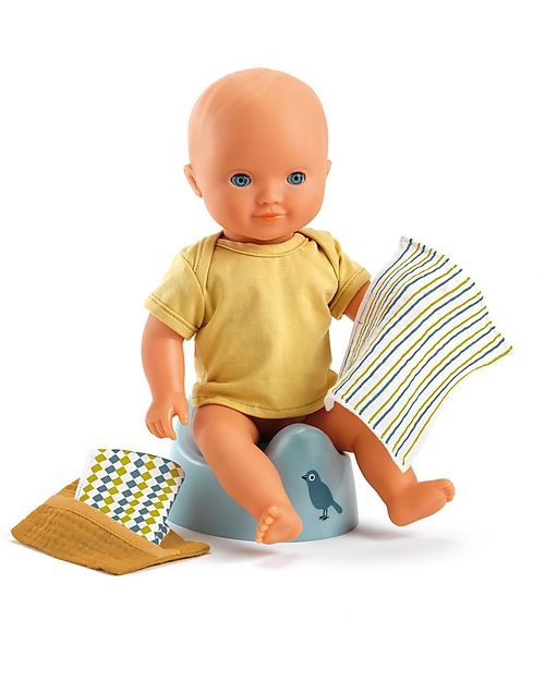 Djeco Potty Set with Wipes for Pomea Doll - Aqua Green - Learning by Playing Dolls Accessories