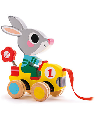 Djeco Pull Along Toy, Rabbit - Wood Pull Toys