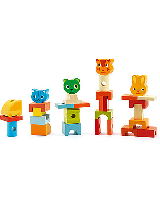 Djeco Pull Along Toy - Wooden Train with Stacking Pieces Pull Toys