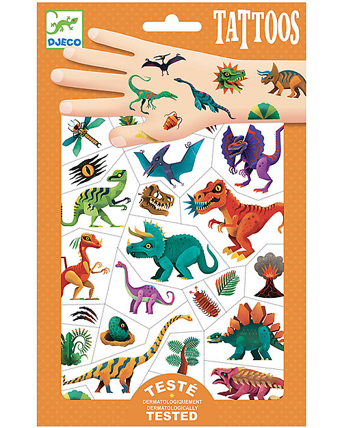 Djeco Removable Tattoos for Children - Dino Club - Dermatologically Tested Children's Tattoos